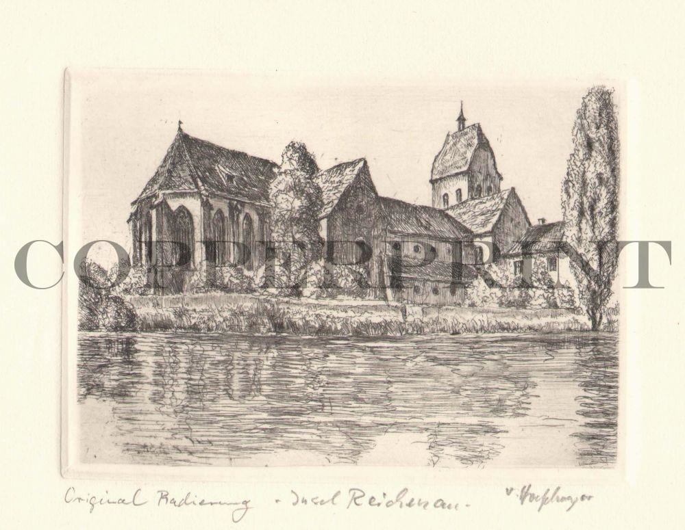 Ansicht von Kloster Reichenau Kunstdruck Tiefdruck