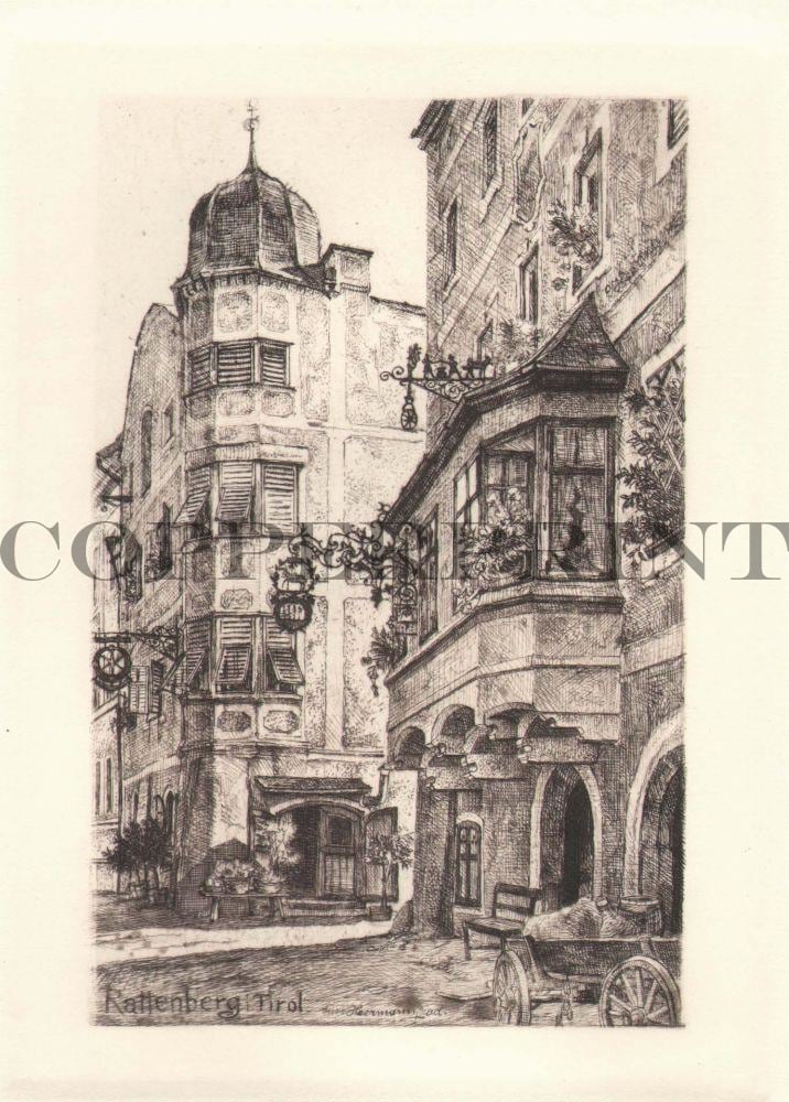 Stadtansicht von Rattenburg Kunstdruck Tiefdruck