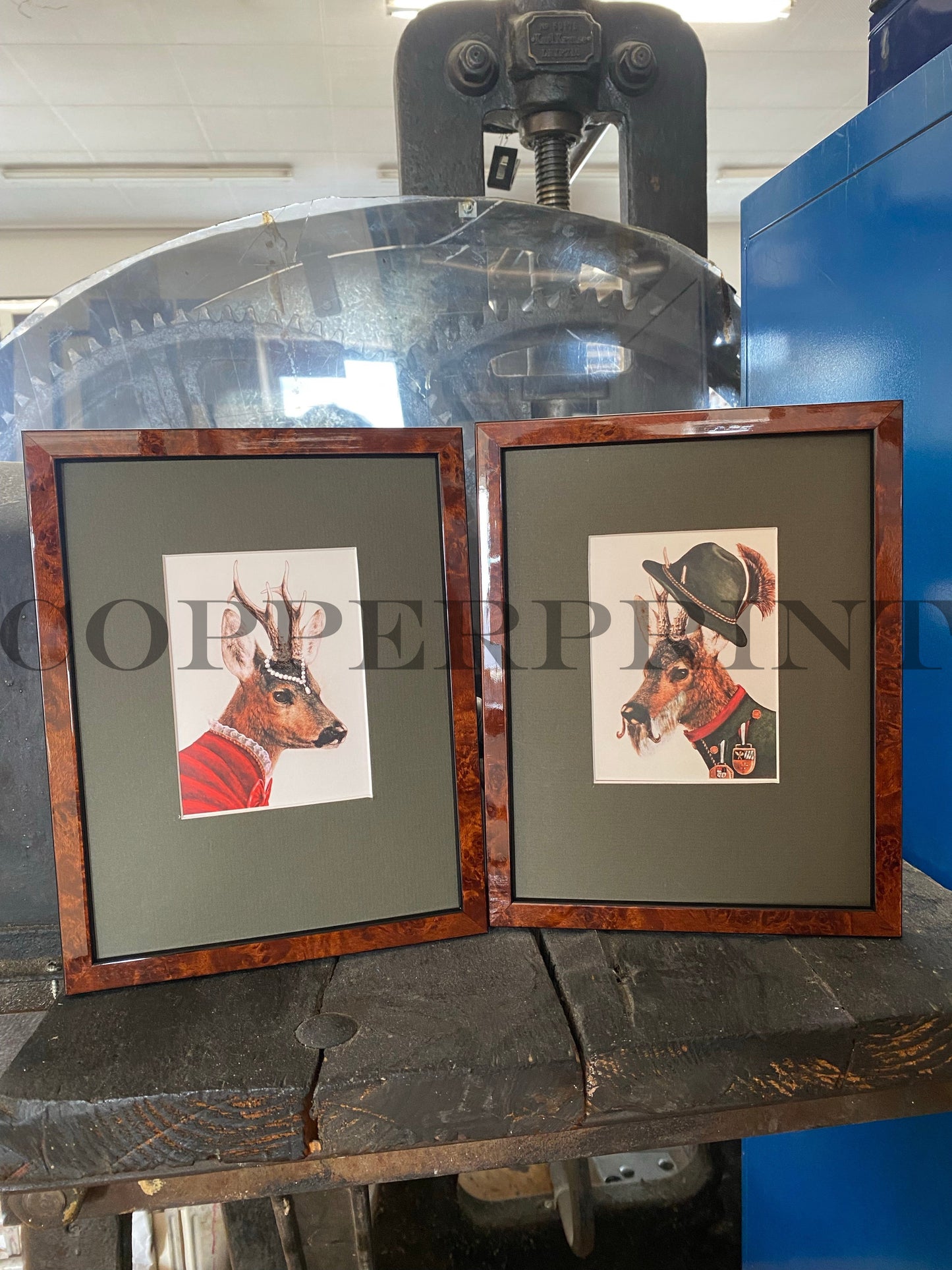 Rähmchen // Rehgenten Paar // Wurzelholz