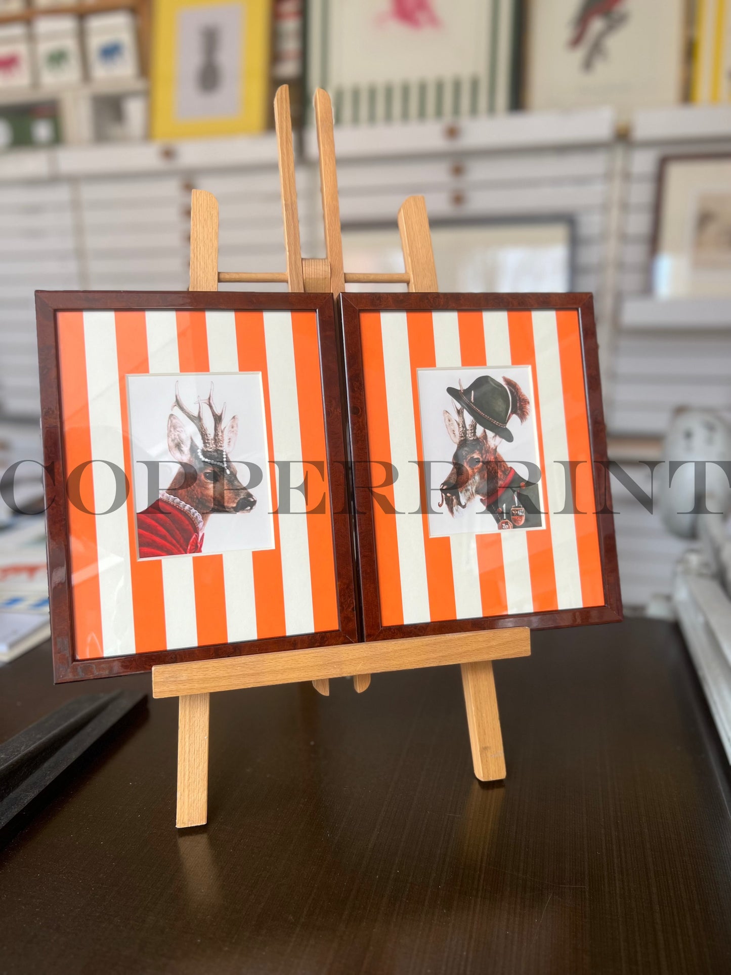 Rähmchen // Rehgenten Paar // orangene Streifen