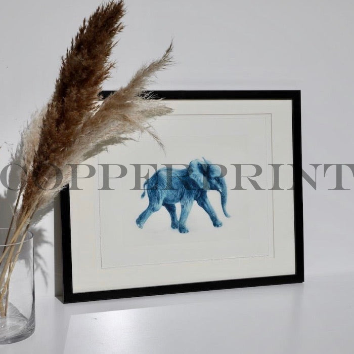 Der blaue Elefant gerahmt