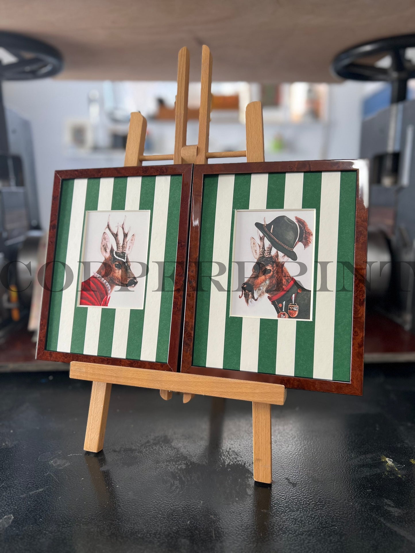 Rähmchen // Rehgenten Paar // grüne Streifen