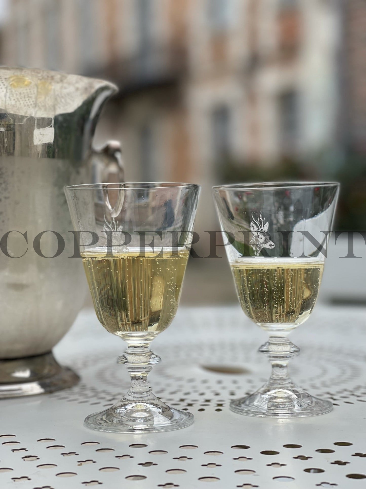 Gläser - 6 Stück mit Rehbock Gravur