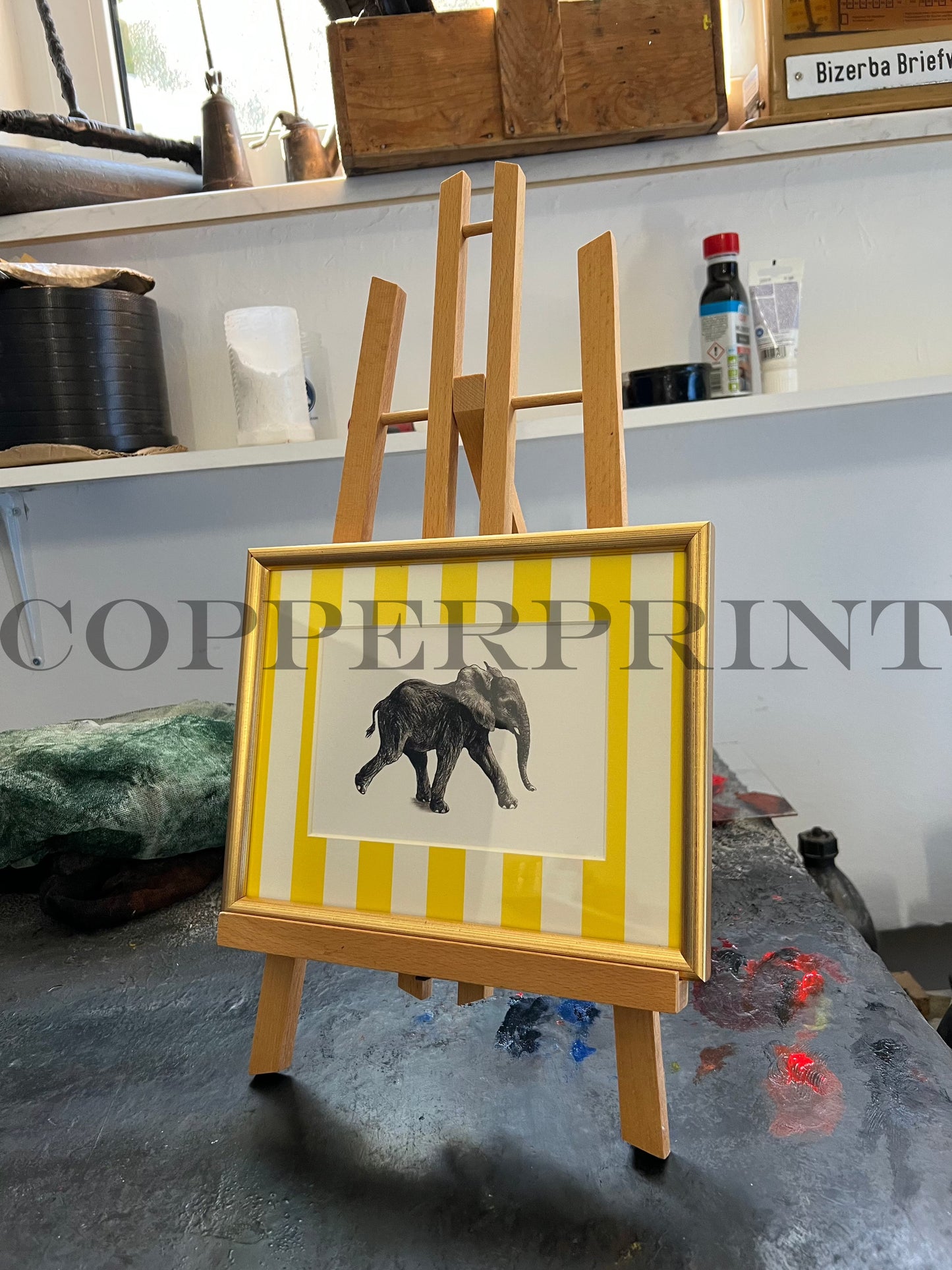 Rähmchen // Elefant // gelbe Streifen