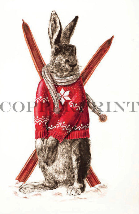 Skihaserl groß - Kunstkarte