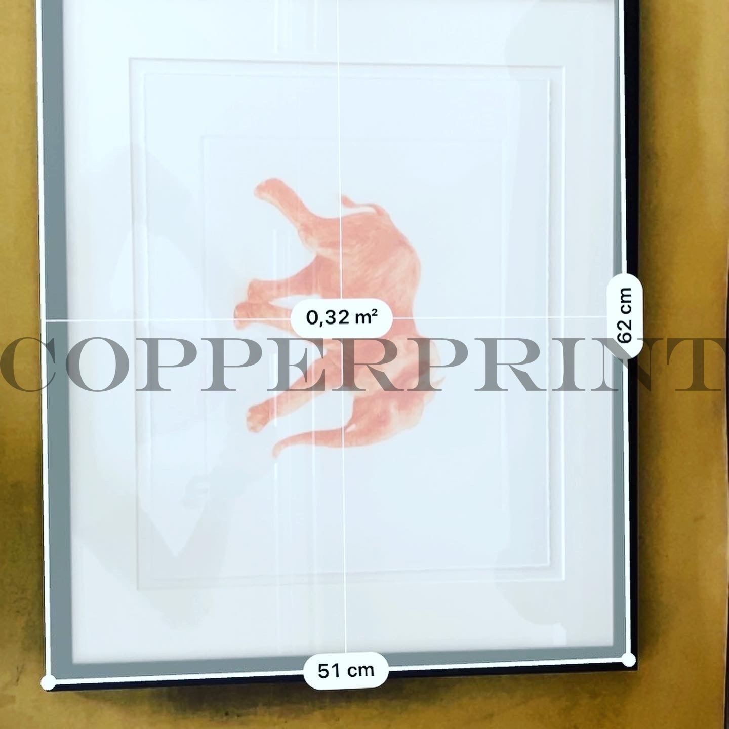 Der orange Elefant gerahmt