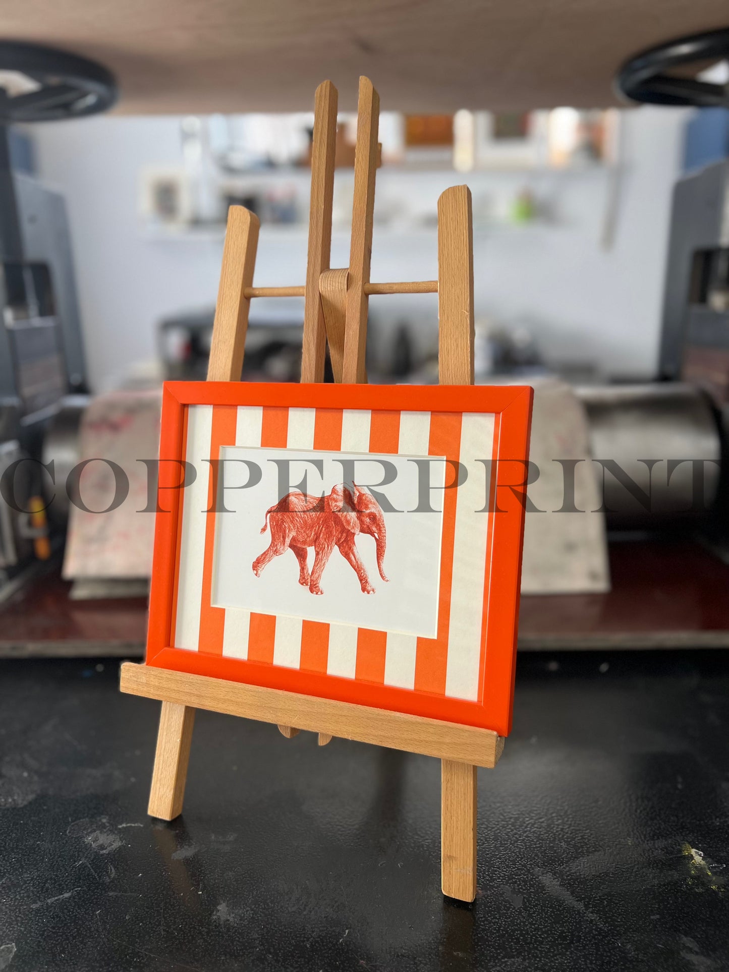 Rähmchen // Elefant // orangene Streifen