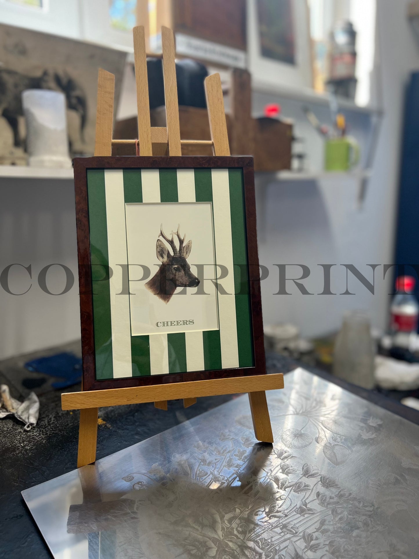 Rähmchen // Rehbock // CHEERS // grüne Streifen