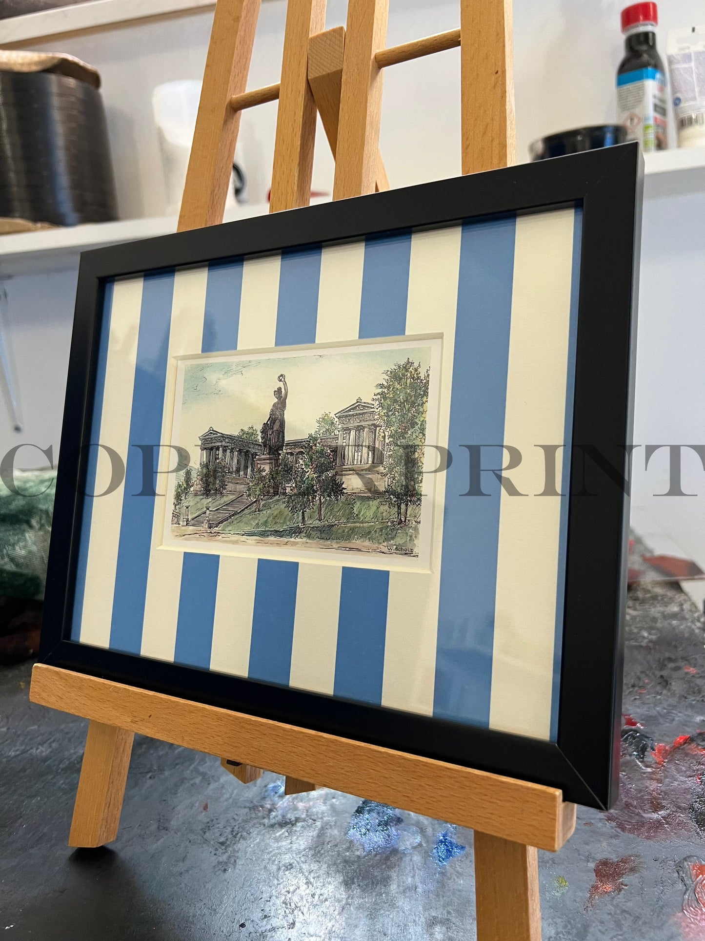 Rähmchen // Bavaria // hellblaue Streifen