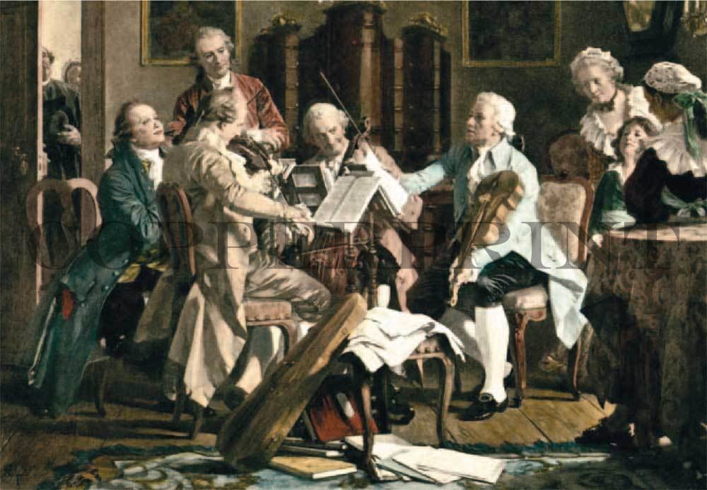 Quartett beim musizieren Kunstdruck Tiefdruck