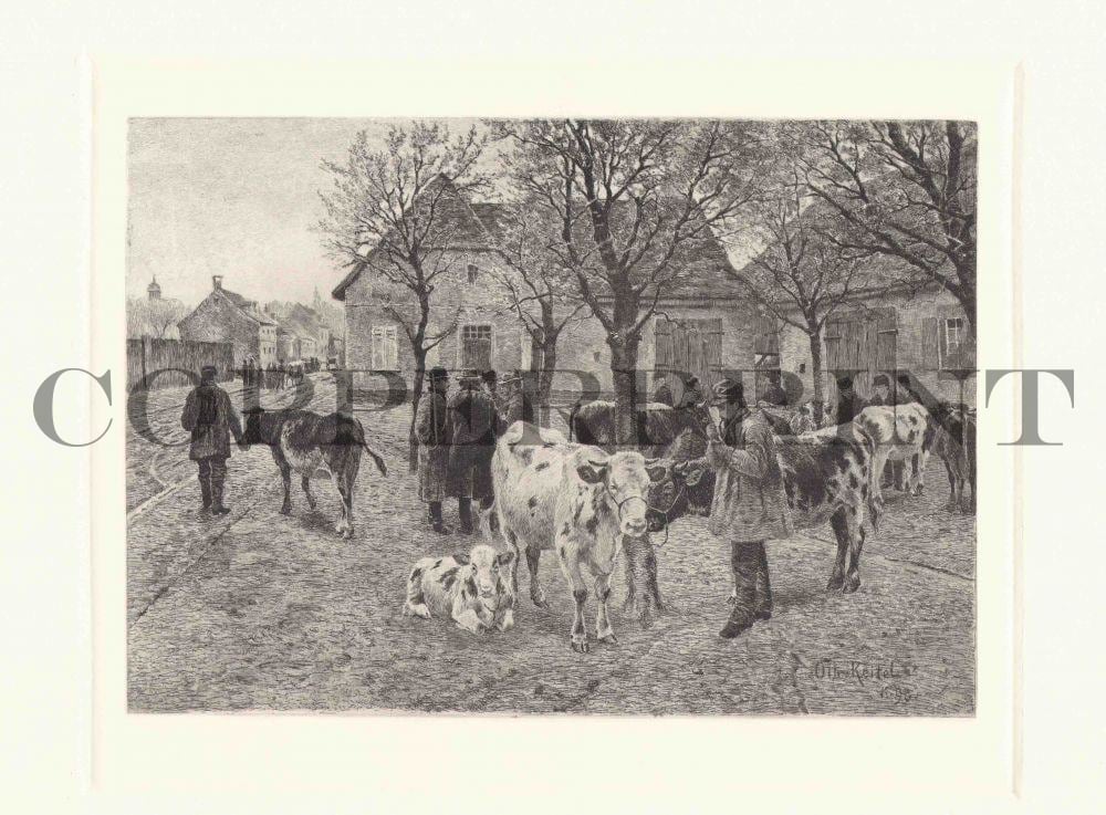 Kühe auf dem Viehmarkt Kunstdruck Tiefdruck