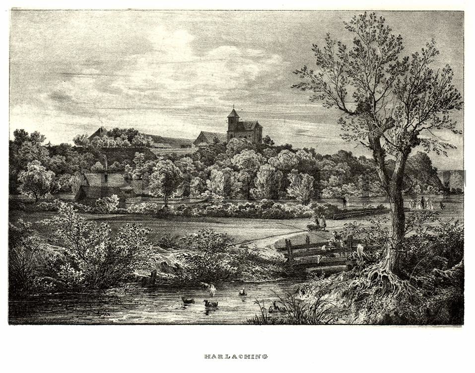 Ansicht von Harlaching München Kunstdruck Tiefdruck