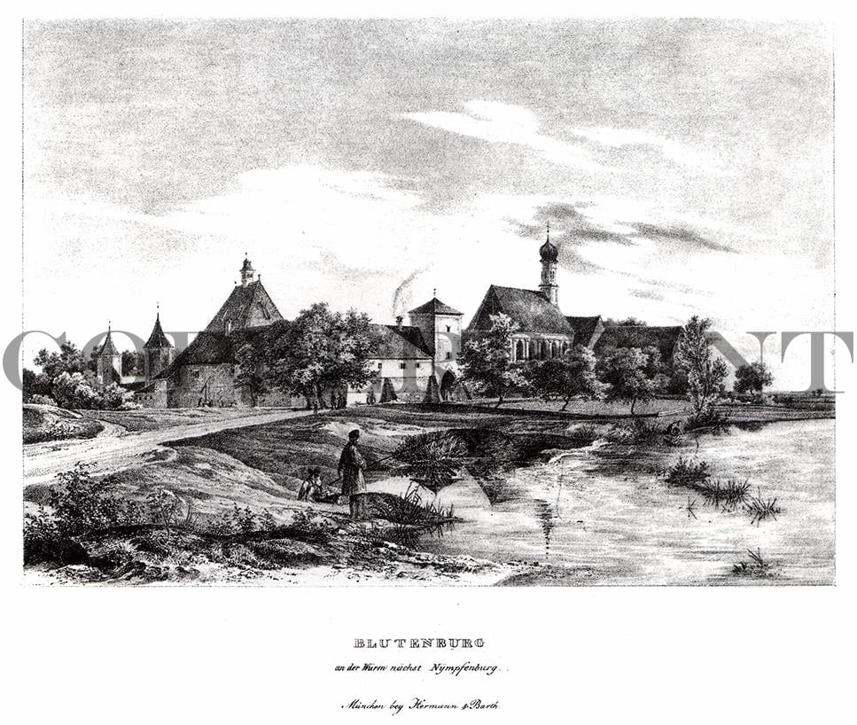 Ansicht Blutenburg in München Kunstdruck Tiefdruck