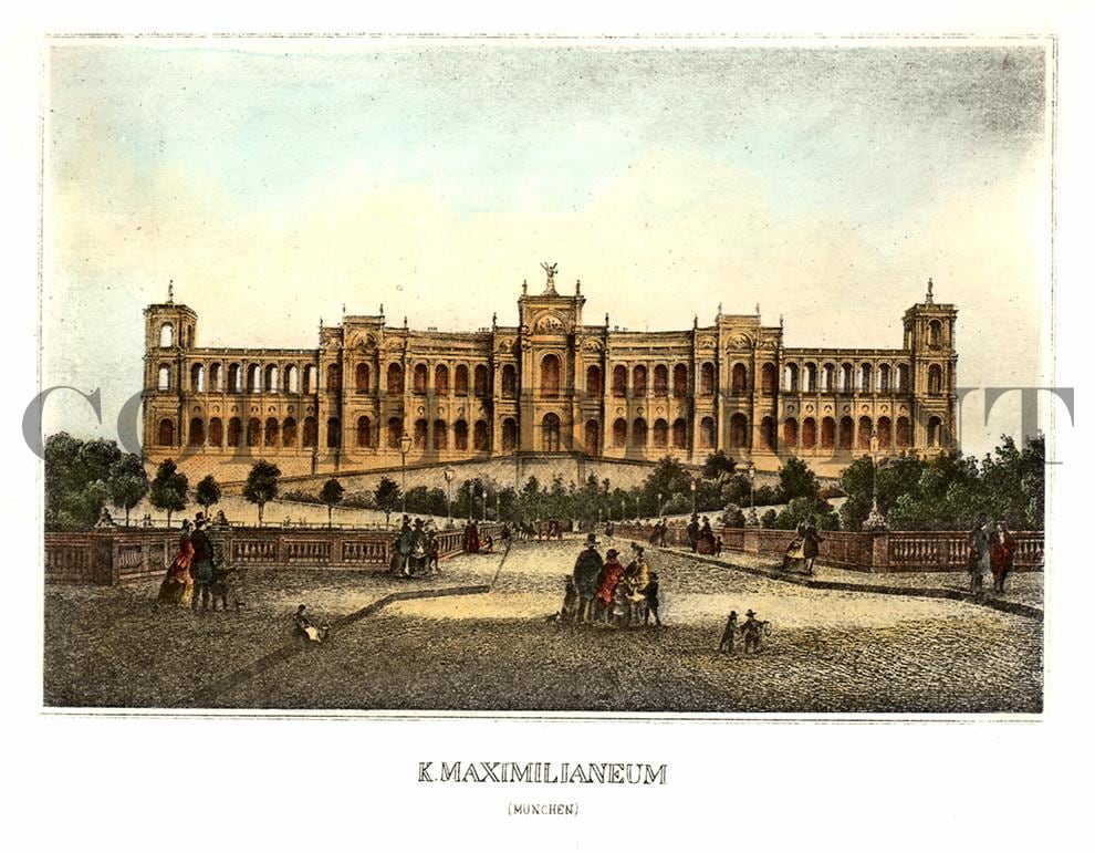 Stadtansicht von Maximilianeum München Kunstdruck Tiefdruck