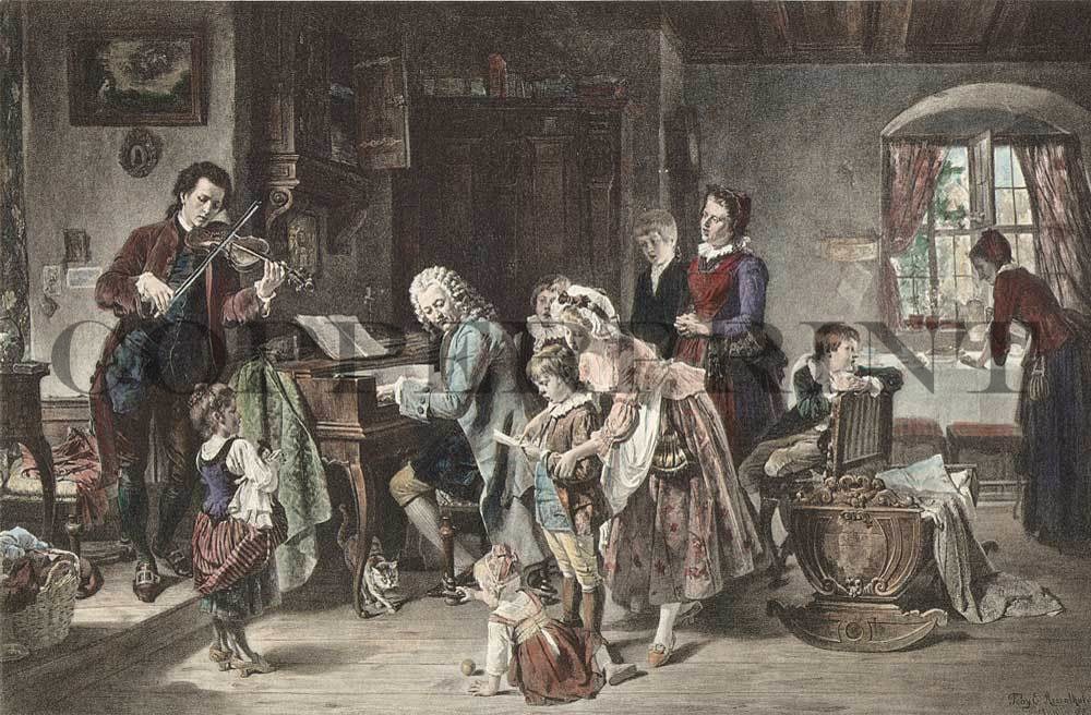 Johann Sebastian Bach musiziert Kunstdruck Tiefdruck