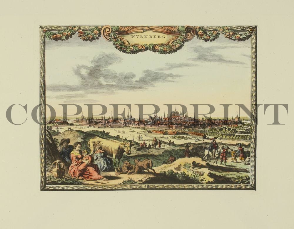 Stadtansicht von Nürnberg Kunstdruck Tiefdruck