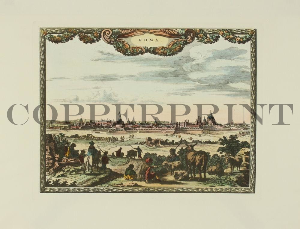 Stadtansicht von Rom Kunstdruck Tiefdruck