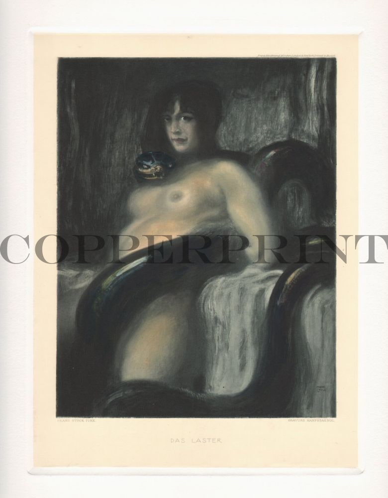 weibliches Aktmodel mit Schlange Kunstdruck Tiefdruck