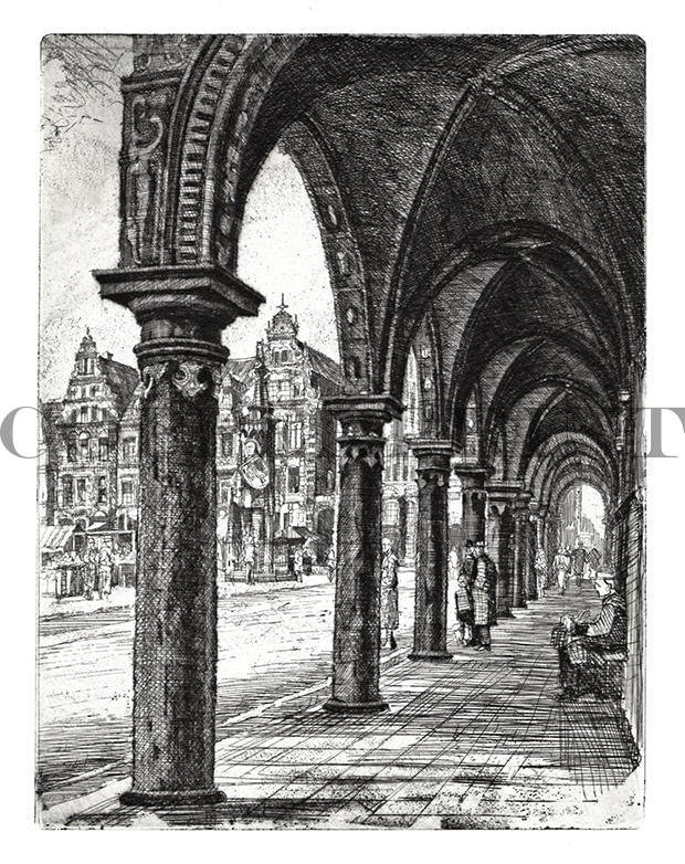 Stadtansicht von Bremen mit Rathaus Kunstdruck Tiefdruck