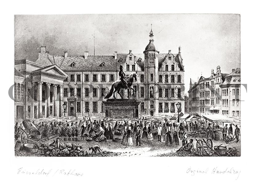 Stadtansicht von Düsseldorf Kunstdruck Tiefdruck