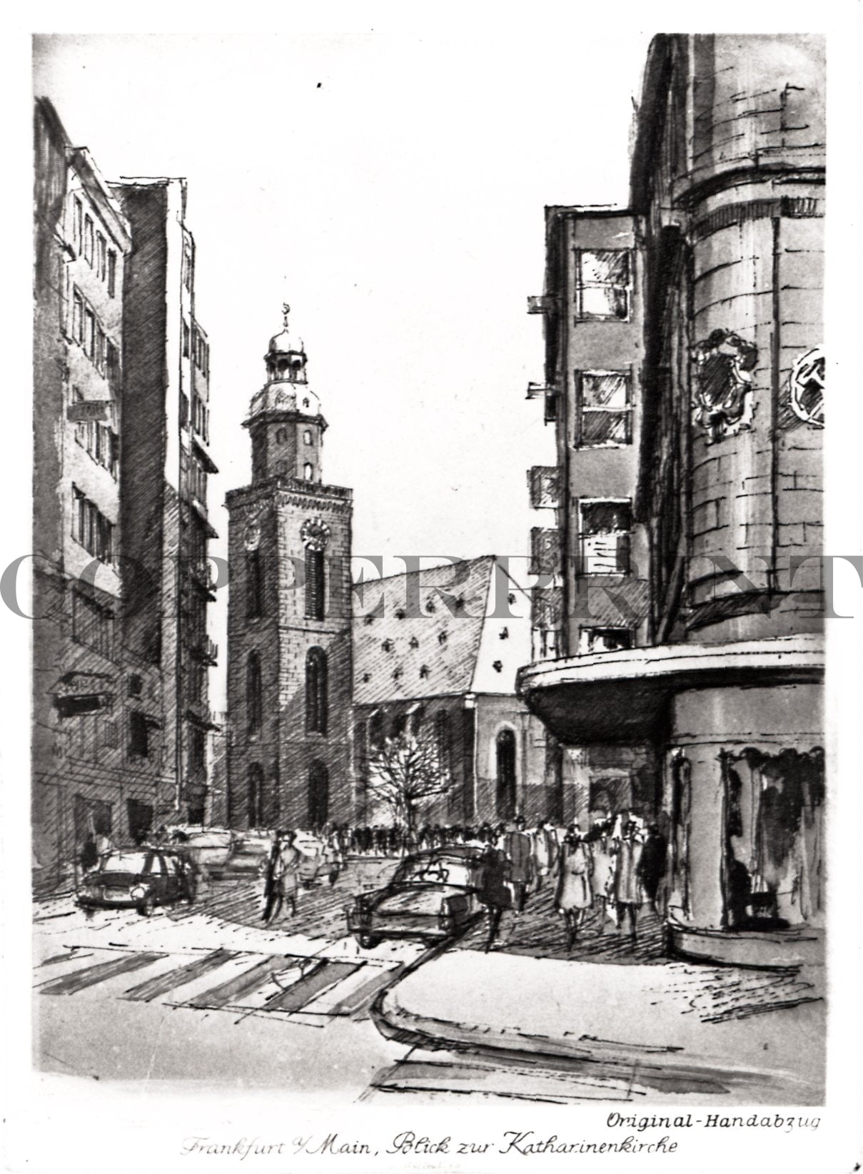 Stadtansicht von Karlsruhe Kunstdruck Tiefdruck