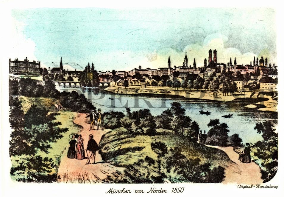 Stadtansicht München 1850 Kunstdruck Tiefdruck
