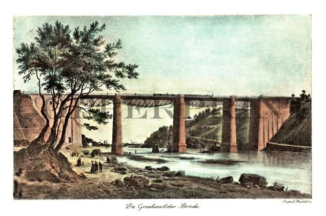 Ansicht von Grosshesseloher Brücke München Kunstdruck Tiefdruck