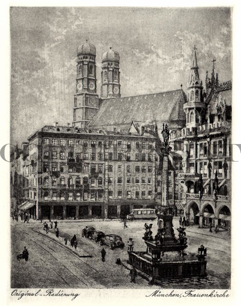 Stadtansicht vom Marienplatz Kunstdruck Tiefdruck