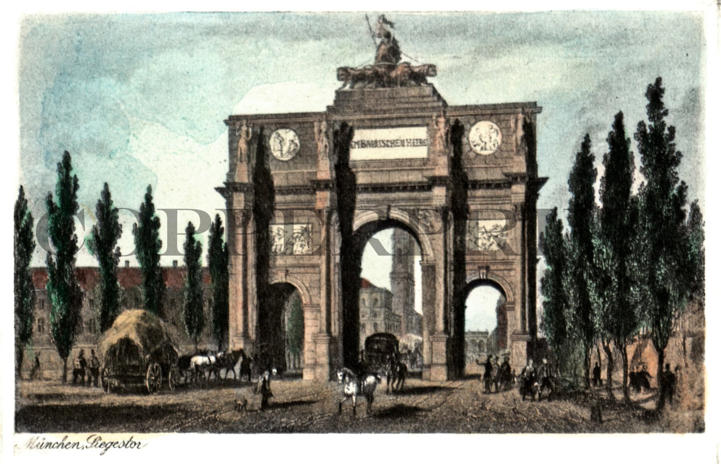 Ansicht vom Münchner Siegestor Kunstdruck Tiefdruck