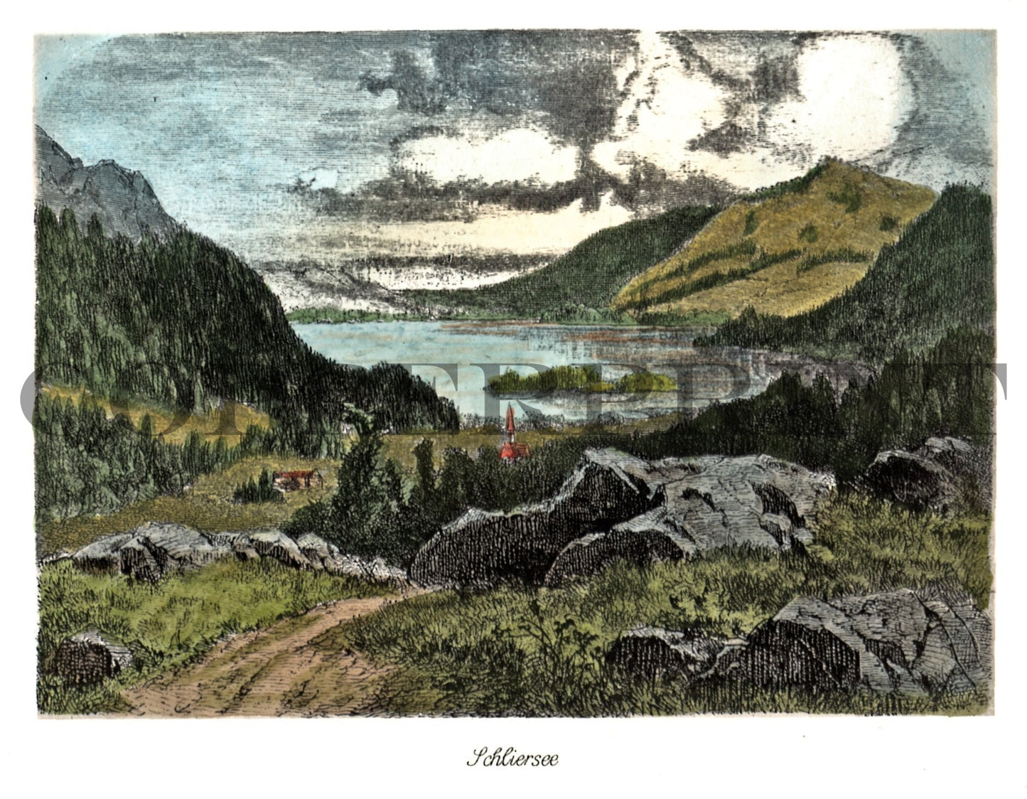 Ansicht vom Schliersee Kunstdruck Tiefdruck