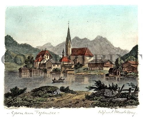 Stadtansicht von Rottach Egern Kunstdruck Tiefdruck