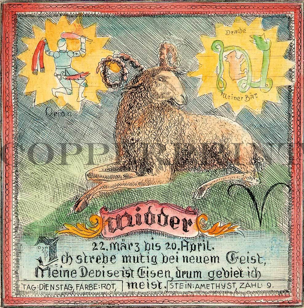 Sternzeichen Widder Kunstdruck Tiefdruck