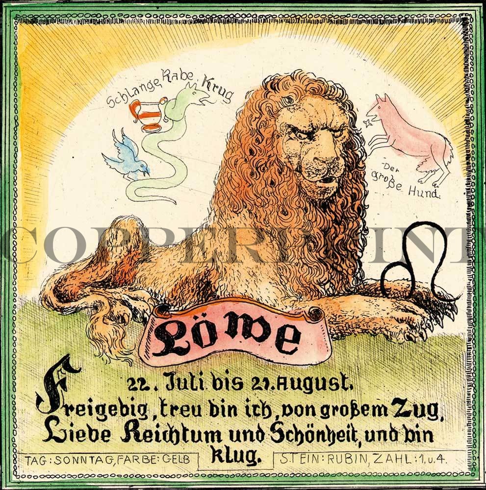 Sternzeichen Löwe Kunstdruck Tiefdruck