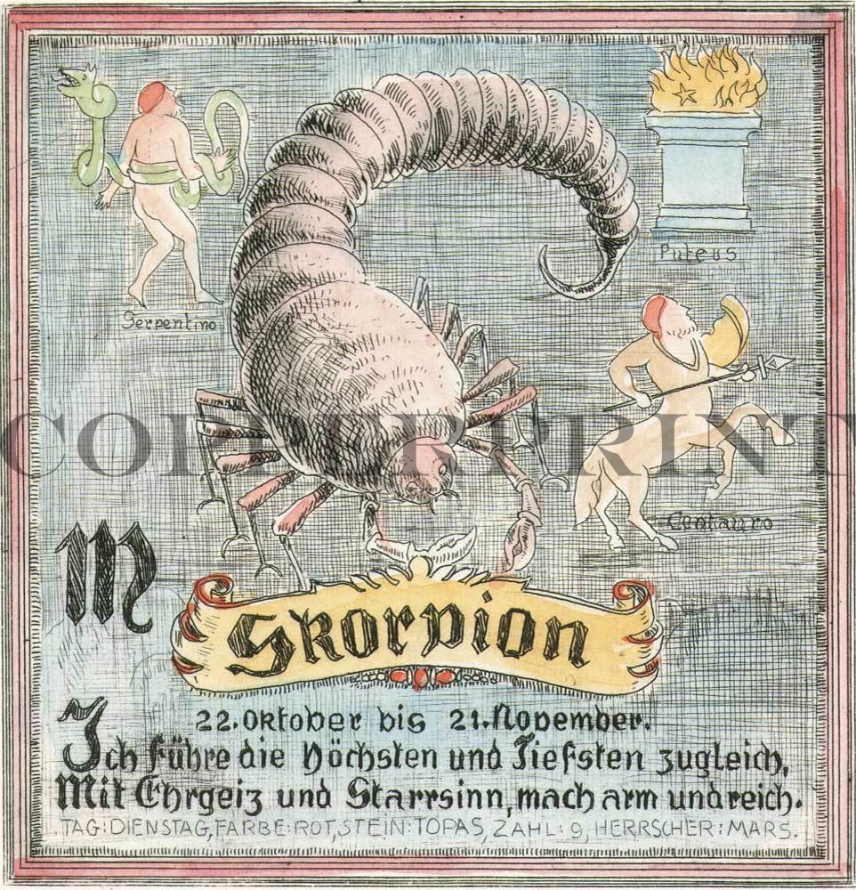 Sternzeichen Skorpion Kunstdruck Tiefdruck