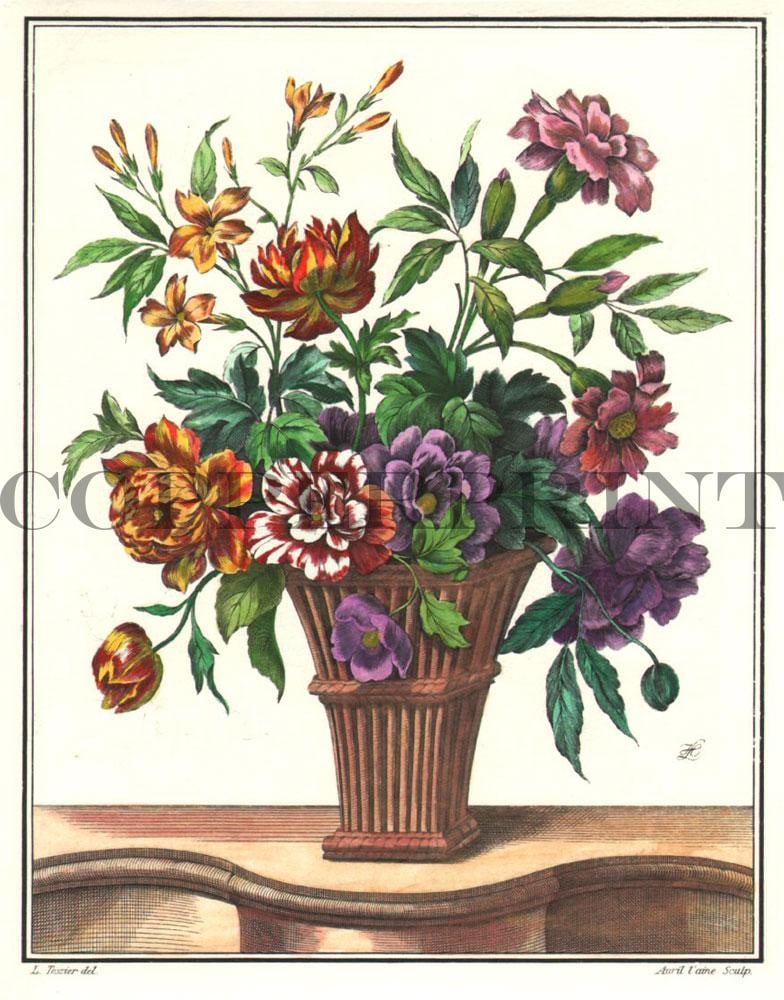 Studie eines Blumenstraußes in der Vase Kunstdruck Tiefdruck