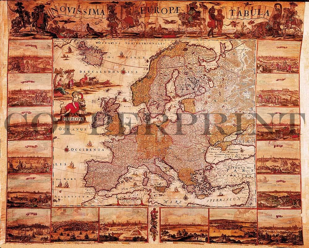 Historischer Atlas von Europa Kunstdruck Tiefdruck