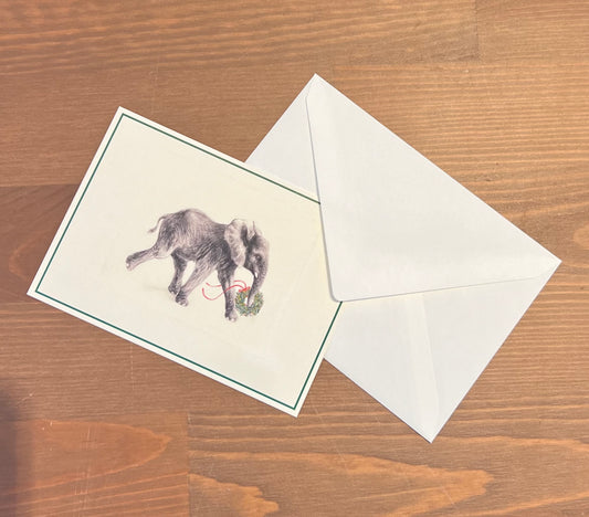 Briefkarte Weihnachtselefant