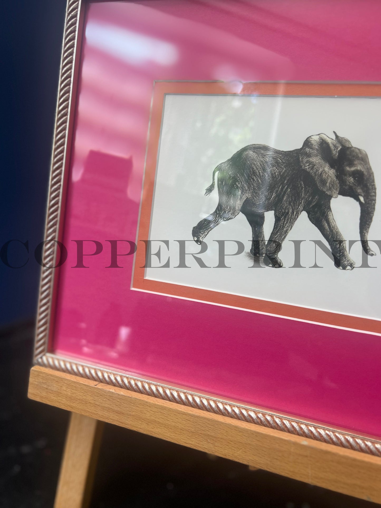 Rähmchen // Elefant // pink- orange Doppelpassepartout