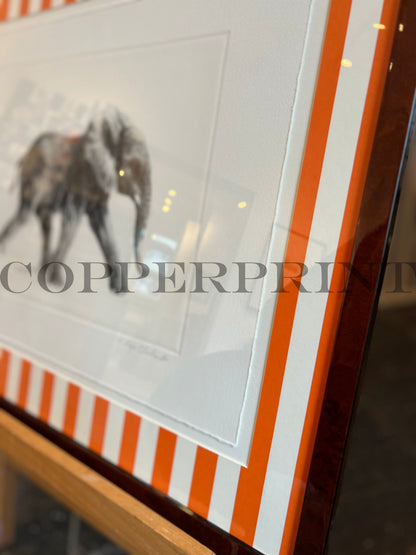 Elefant auf orangen Streifen