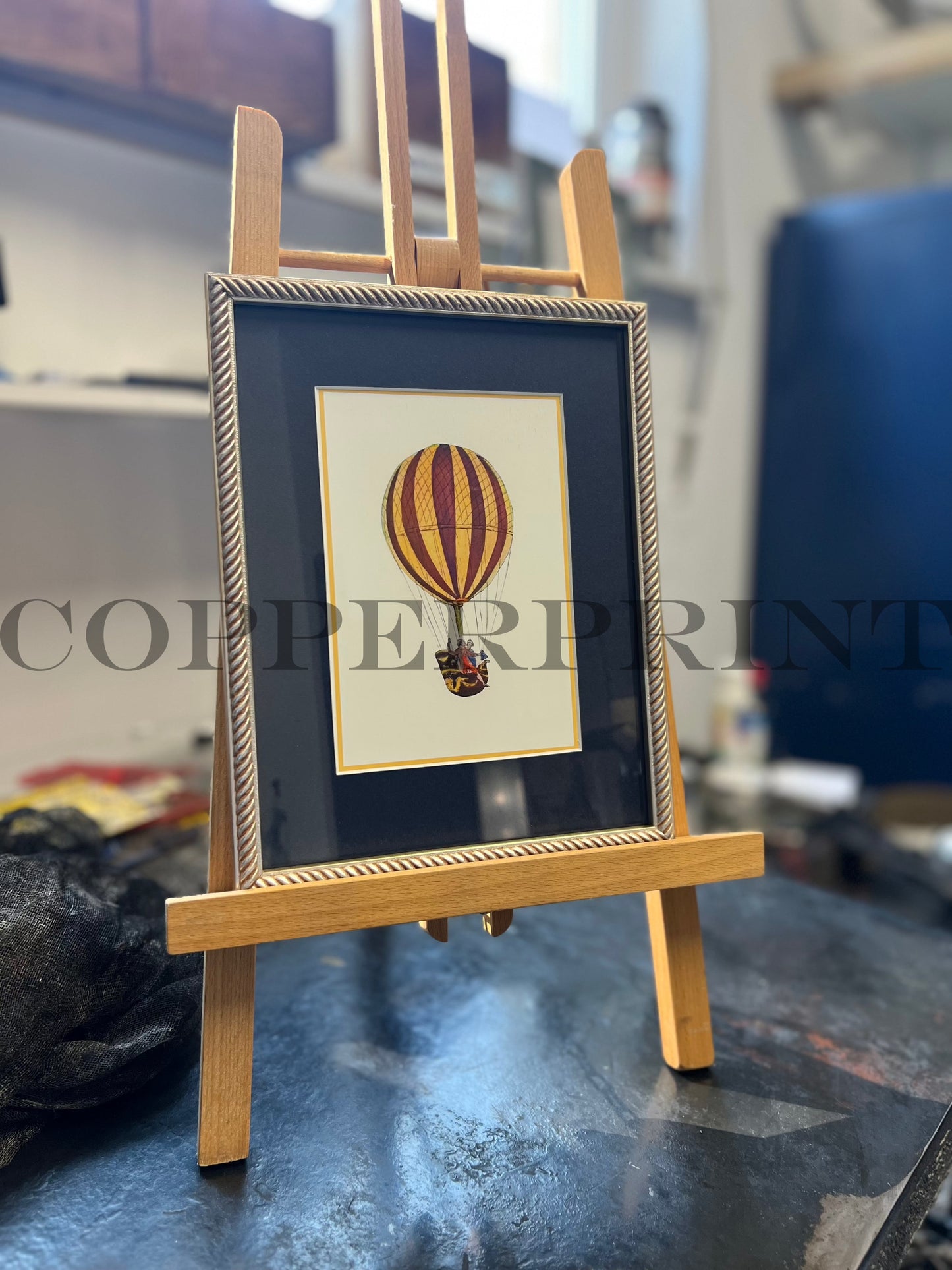 Rähmchen // Ballon // blau mit gelben Rand