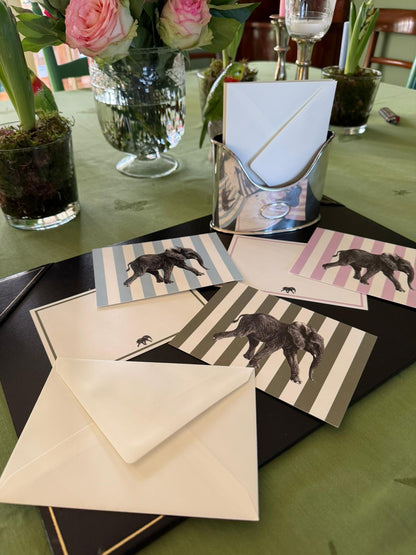 Briefkarte Elefant oliv Streifen