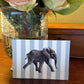 Briefkarte Elefant hellblau Streifen