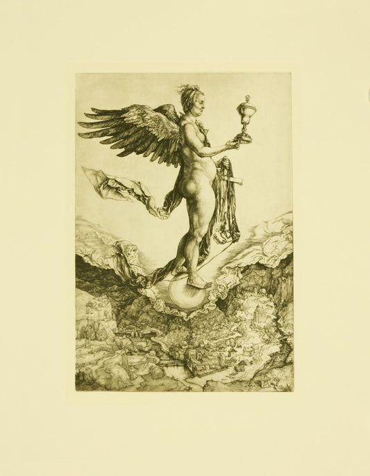 Zeichnung von Dürer mit Engel Kunstdruck Tiefdruck