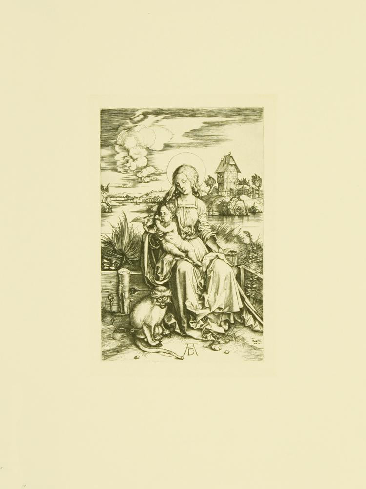 Maria mit Kind im Arm und Katze Kunstdruck Tiefdruck