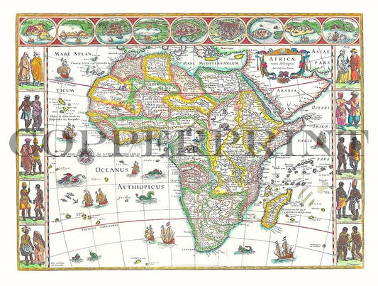 historischer Atlas zeigt Afrika Kunstdruck Tiefdruck