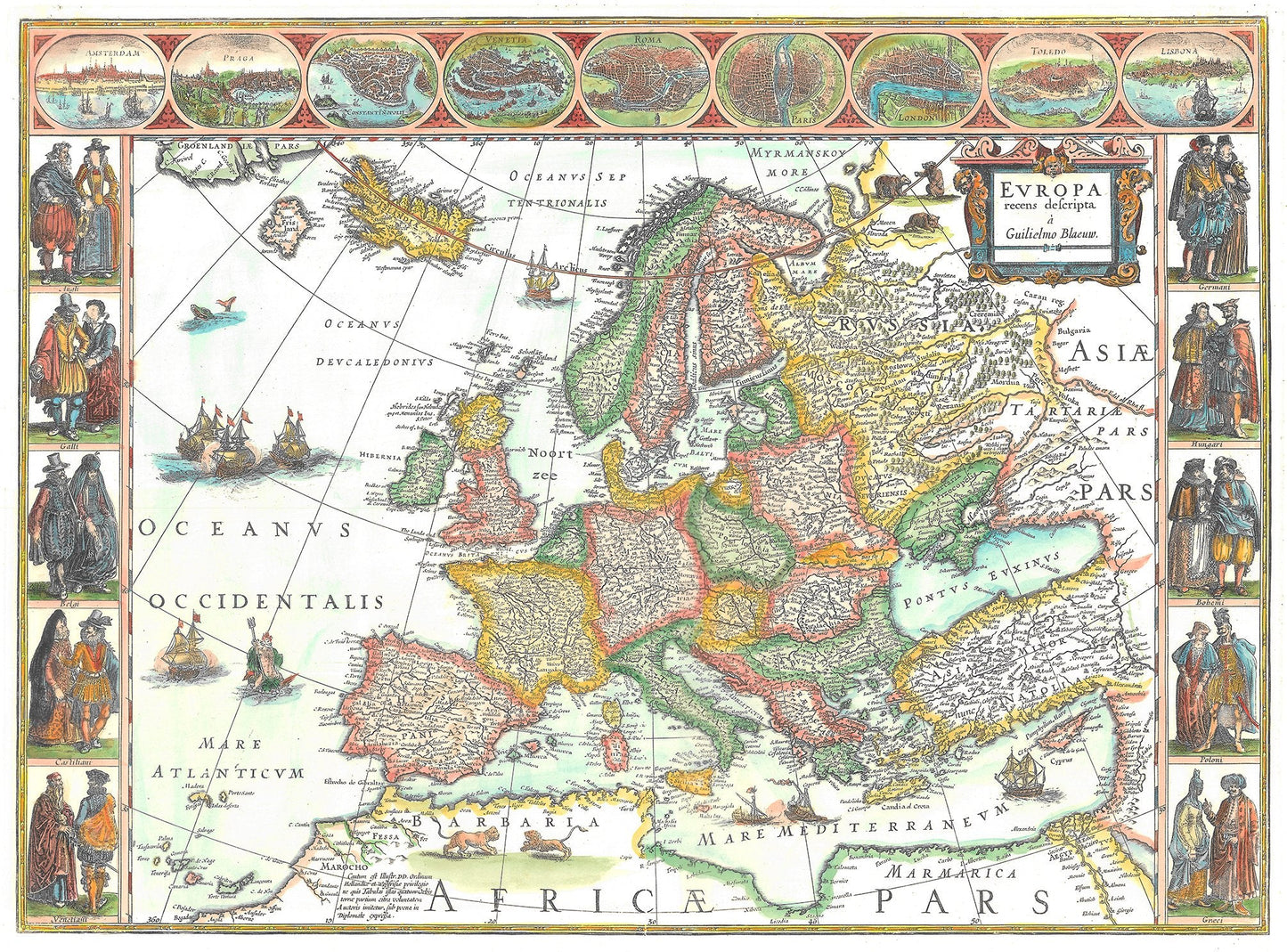 Historischer Atlas von Europa Kunstdruck Tiefdruck