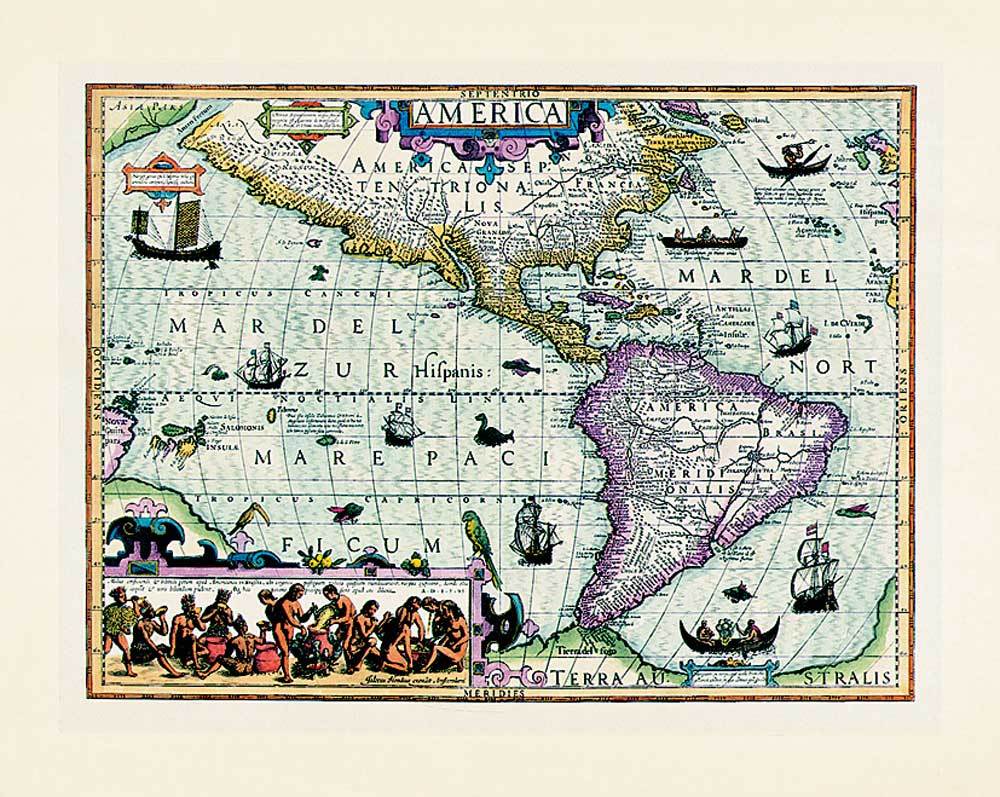 historischer Atlas zeigt Amerika Kunstdruck Tiefdruck