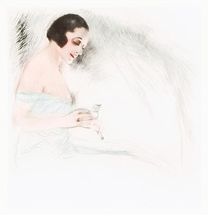 Frau mit Zigarette Kunstdruck Tiefdruck