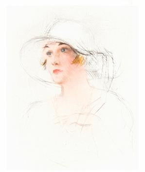Studie einer Frau mit Hut Kunstdruck Tiefdruck