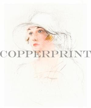 Studie einer Frau mit Hut Kunstdruck Tiefdruck